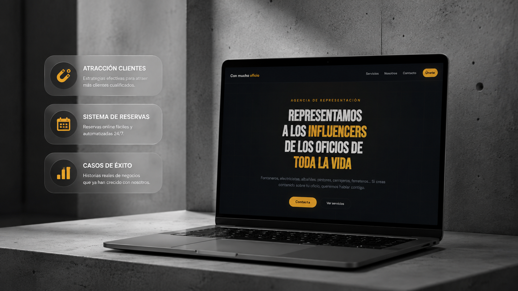 Proyecto web CON MUCHO OFICIO diseñado por CÁNOVAS